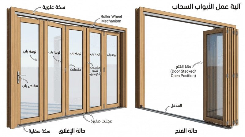 شرح آلية عمل الأبواب السحاب